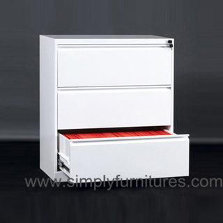 3 drawers steel lateral office cabinet white