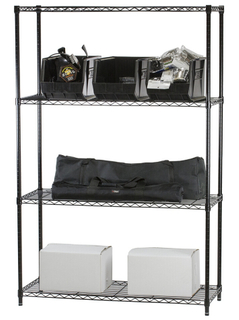 4 layers black painted wire shelving