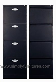 Vertical office file cabinet anti tile designing 4 drawers black