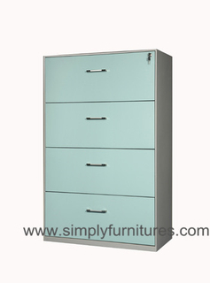 4 drawers steel lateral office cabinet green