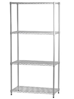 white painted wire shelving with 4 layers shelves