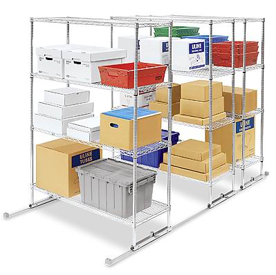 mobile wire shelving with track
