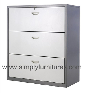 modern design 3 drawers steel lateral filing cabinet grey