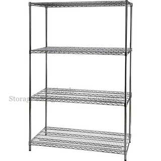 4 Layers Black Wire Rack Grocery Store Heavy Duty Wire Shelving 