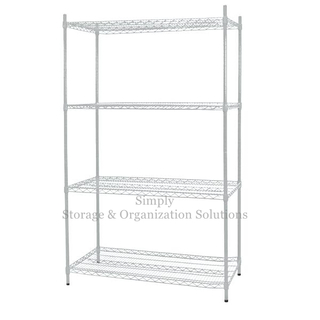 Stable Leveling Feet Wire Shelving Unit Matal Silver Rack Used in Shopping Mall