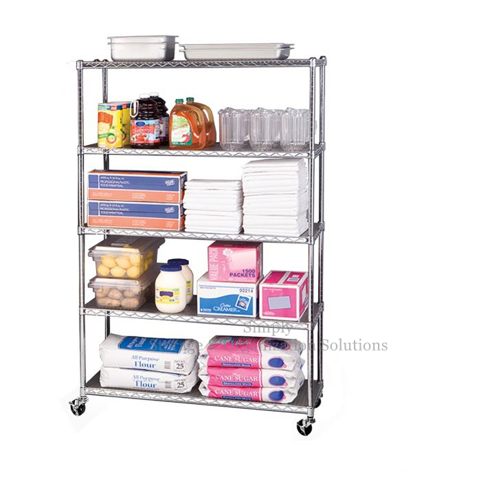 Mobile Chrome Plated Hygienic Rack 5, Commercial Food Storage Shelving