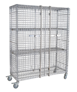 Two Doors Galvanized Metro Wire Security Cage Cart Material Storage 