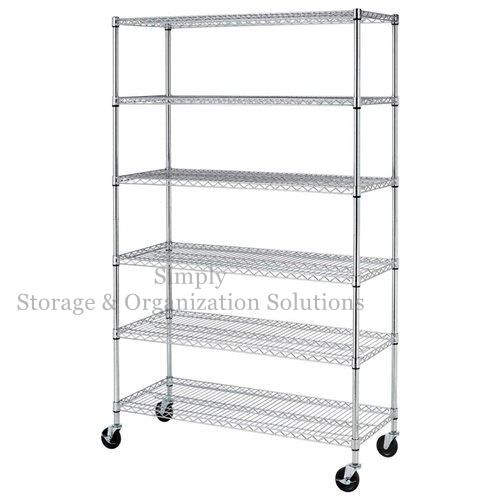 6 Tier Chrome Wire Rack Mobile Storage Shelving Biological Laboratory