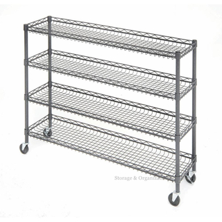 4 Tier Metal Rolling Cart With Wire Baskets For Retail Storage 5" X 18" X 21"